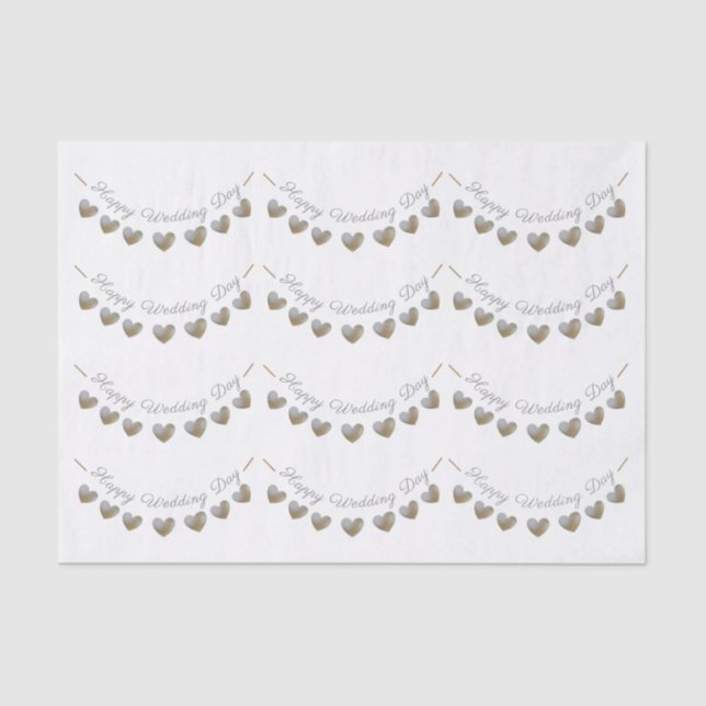 Happy Wedding Day Perlhühnerzettel Seidenpapier (Vorderseite)