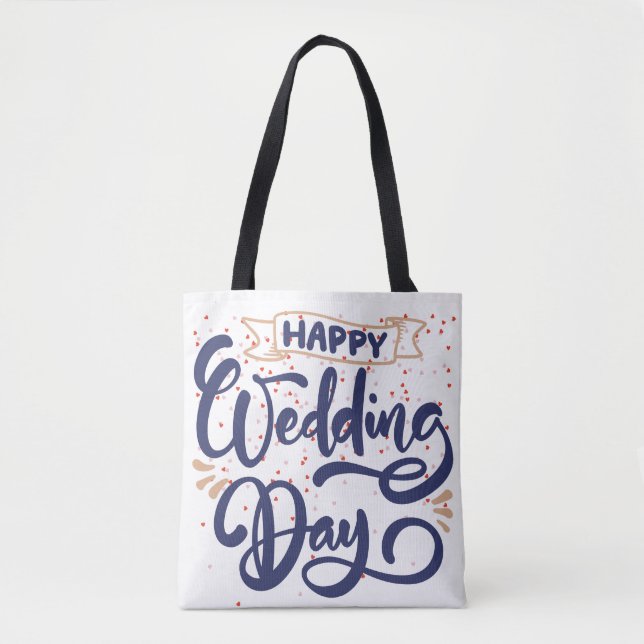 Happy Wedding Day Tote Bag - Romantisches Geschenk Tasche (Vorderseite)