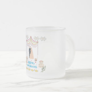 Happy Wedding Frosted Glass Coffee Mug – Romantic  Mattglastasse