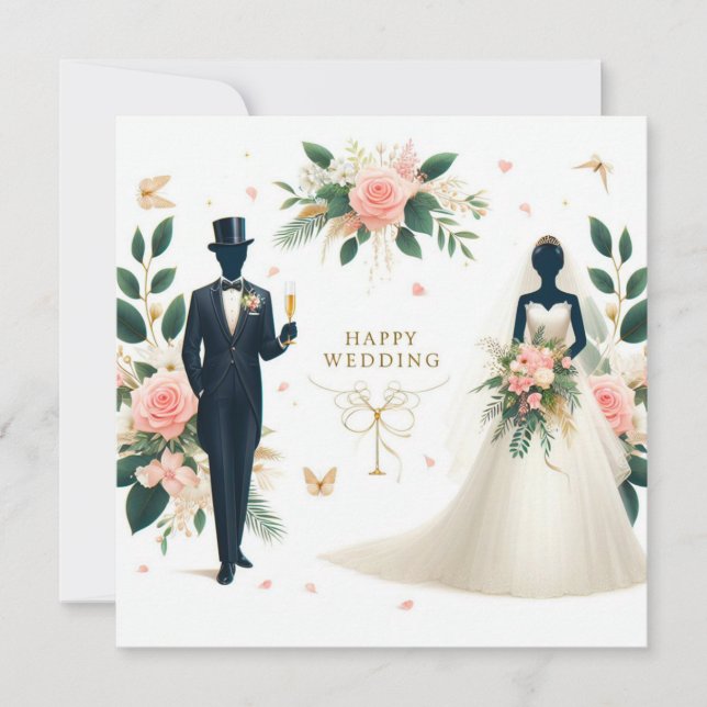 Happy Wedding Grußkarten Feiertagskarte (Vorderseite)