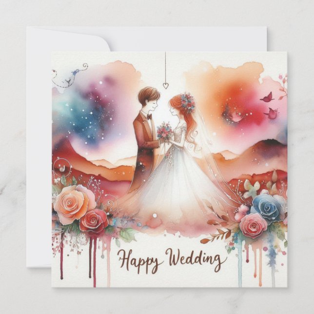 Happy Wedding Grußkarten Karte (Vorderseite)