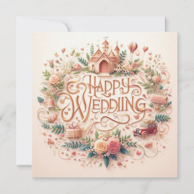 Happy Wedding Grußkarten Karte (Vorderseite)