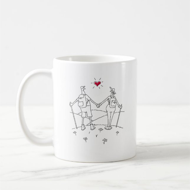 Happy Wedding Hiking Jubiläum Rotes Herz Kaffeetasse (Links)