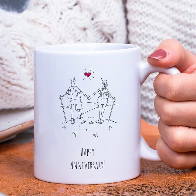 Happy Wedding Hiking Jubiläum Rotes Herz Kaffeetasse (Von Creator hochgeladen)