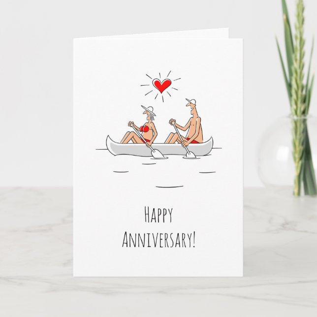 Happy Wedding Jubiläum Verheiratete Couple Canoe Karte (Vorderseite)