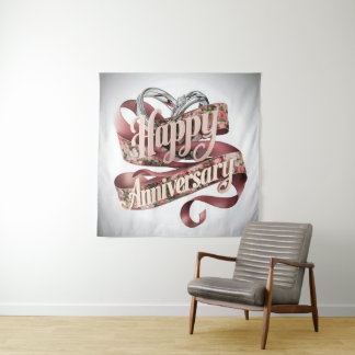 Happy Wedding Jubiläumsband Wandteppich