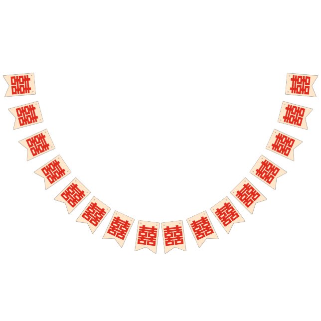 Happy Wedding Red Double Happy Wimpelkette (Alle)