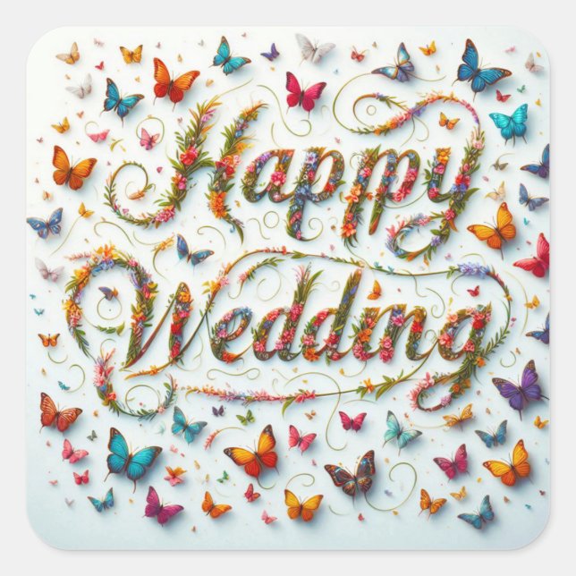 Happy Wedding Sticker (Vorderseite)