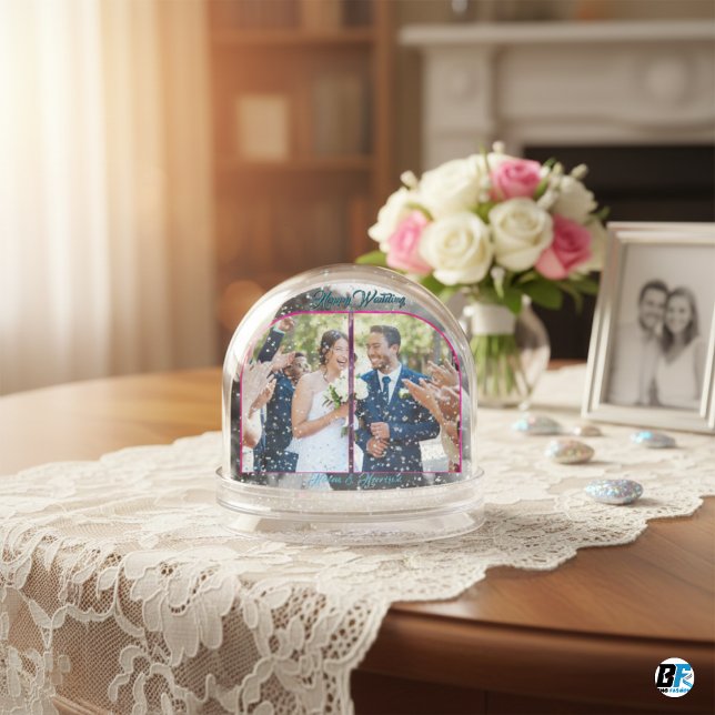 Happy Wedding With Wedding Photo Classic Schneekugeln (Von Creator hochgeladen)