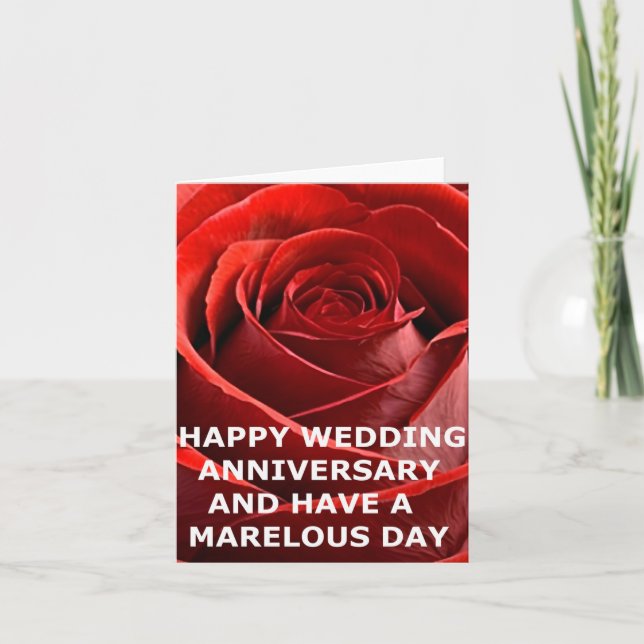 HAPPY WEDING JAHRESKARTE DER ROTE ROSE KARTE (Vorderseite)