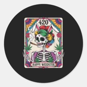 Happy Weedster Osterskelett Rauchen Unkraut Tarot Runder Aufkleber