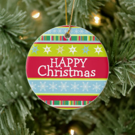 Happy Weihnachten bunt fügen Sie Ihr Foto Keramikornament