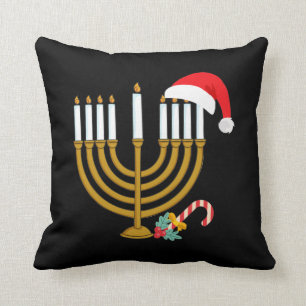 Happy Weihnachten Hanukkah Weihnachtsmannmütze j Kissen