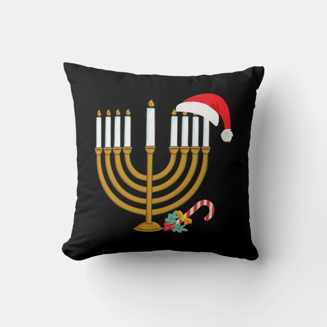 Happy Weihnachten Hanukkah Weihnachtsmannmütze jüd Kissen (Vorderseite)