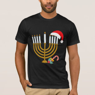 Happy Weihnachten Hanukkah Weihnachtsmannmütze jüd T-Shirt