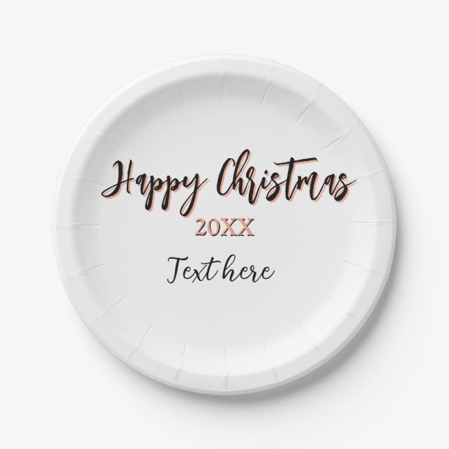 Happy Weihnachts pfirsichfarben Jahr Details Holi Pappteller (Vorderseite)