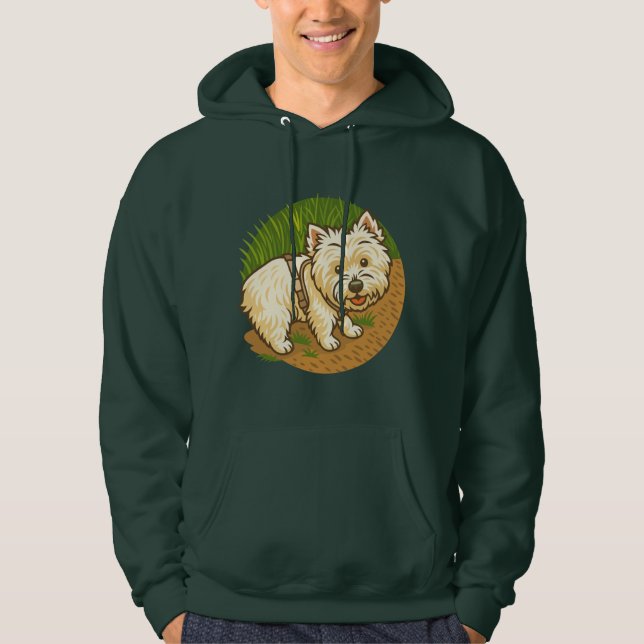 Happy Westie on Nature Trail Hoodie (Vorderseite)