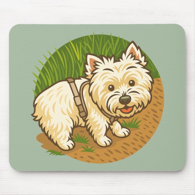 Happy Westie on Nature Trail Mousepad (Vorne)