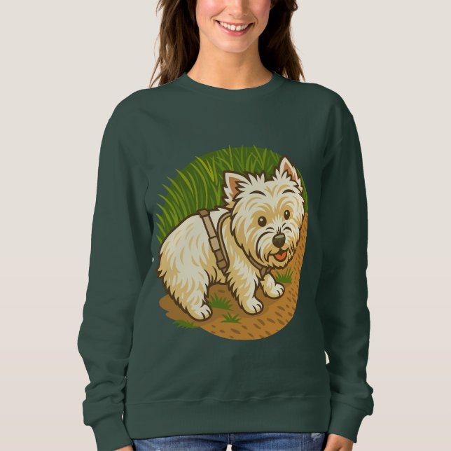 Happy Westie on Nature Trail Sweatshirt (Vorderseite)