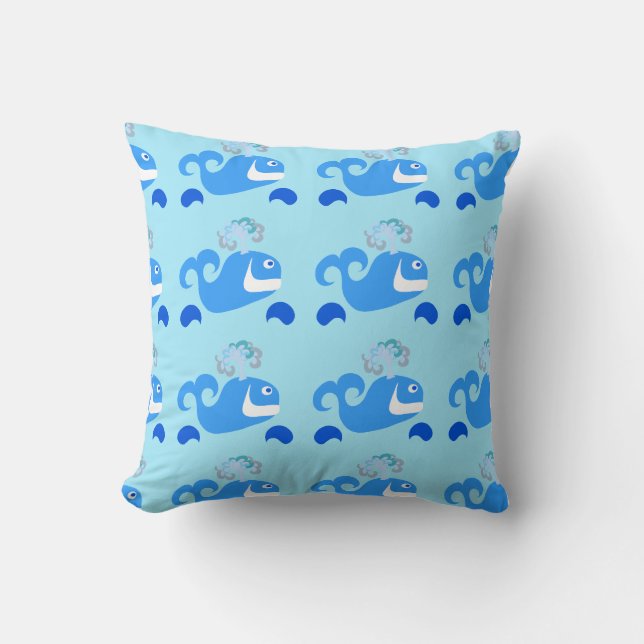 Happy Whale Fun Cartoon Ocean Animal Muster Kissen (Vorderseite)