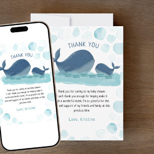 Happy Whale Watercolor Babydusche Danke Karte