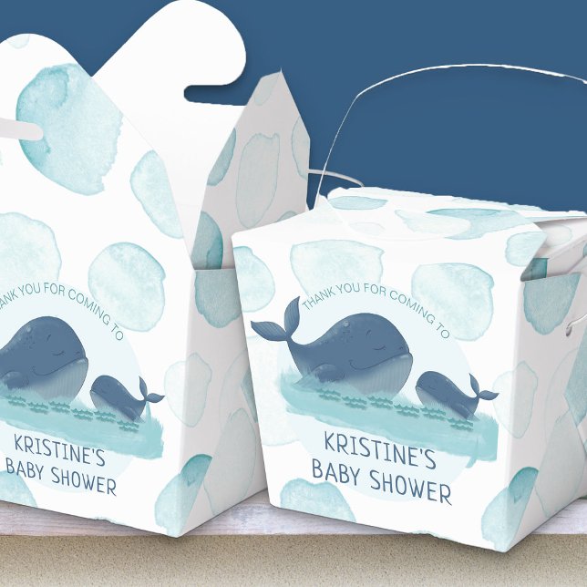 Happy Whales Ocean Bubbles Baby Dusche Geschenkschachtel (Ocean themed favor boxes - Happy Whales Baby Shower Collection)