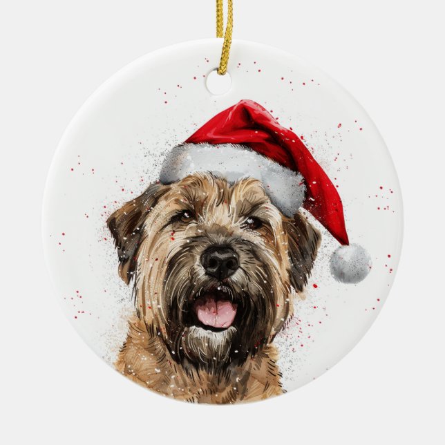 Happy Wheaten Terrier Dog Christmas Personalized Keramik Ornament (Vorne)