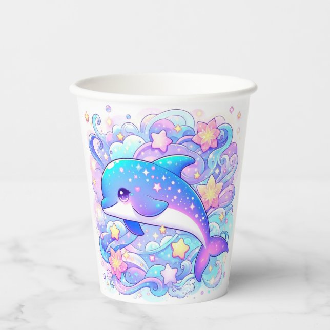 Happy Whimsical Dolphin Baby Shower Pappbecher (Vorderseite)