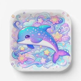 Happy Whimsical Dolphin Baby Shower Pappteller