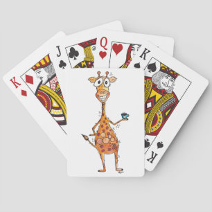 Happy Whimsical Giraffe Drink Kaffee Spielkarten