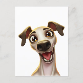 Happy Whippet Cartoon Style Postkarte
