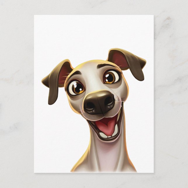 Happy Whippet Cartoon Style Postkarte (Vorderseite)