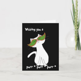 Happy White Cat Black Halloween Karte