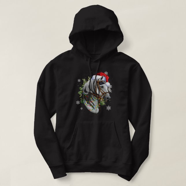 Happy White Horse Head Weihnachtsfeier Weihnachtsm Hoodie (Design vorne)