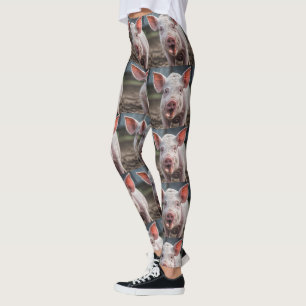 Happy White Pig Tongue Poke, Leggings