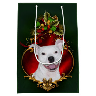 Happy White Pillbulle Weihnachten Mittlere Geschenktüte