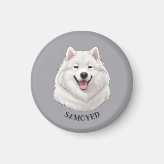 Happy White Samoyed Magnet