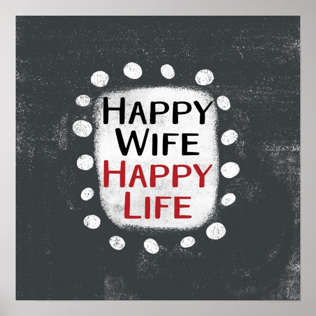 Happy Wife Happy Life Poster Wall Art (Devant)