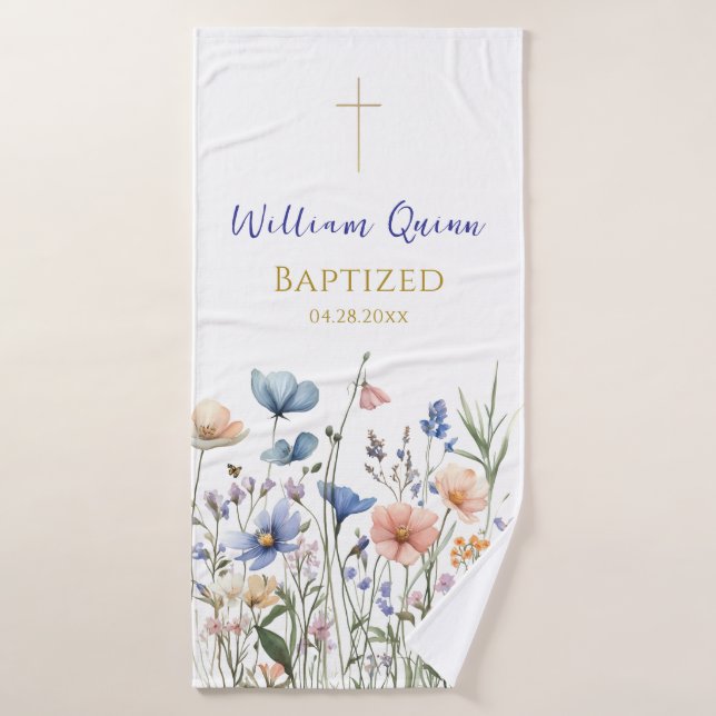 Happy Wildflowers Orthodox Christian Baptism Gift  Badehandtuch (Badehandtuch)