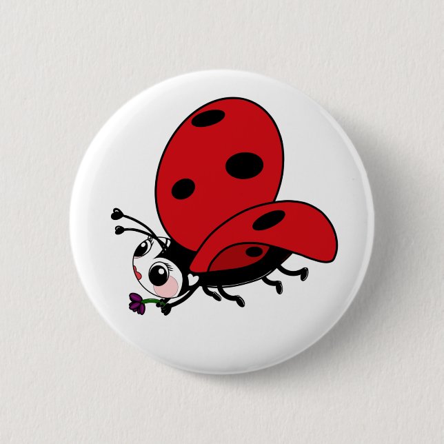 Happy Wings Ladybug Button (Vorderseite)