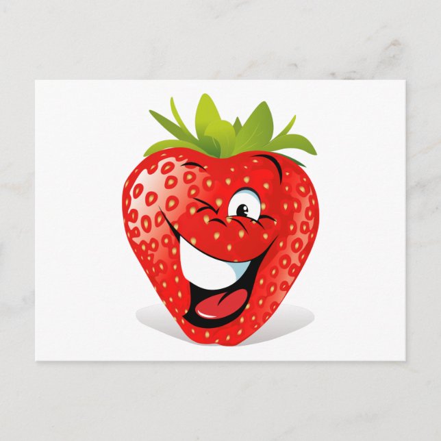 Happy Winking Strawberry Face Postkarte (Vorderseite)
