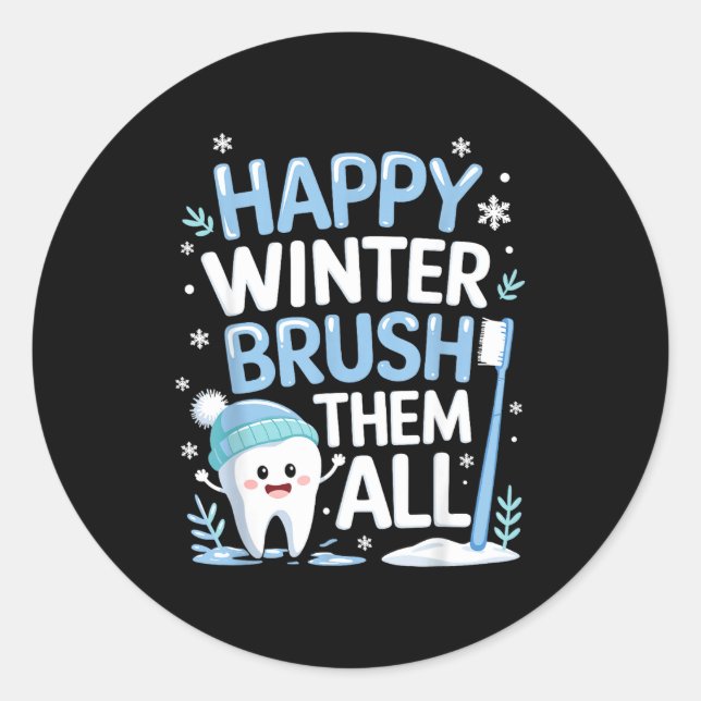 Happy Winter Bruhem All Teeth Dental Dentist Chris Runder Aufkleber (Vorderseite)