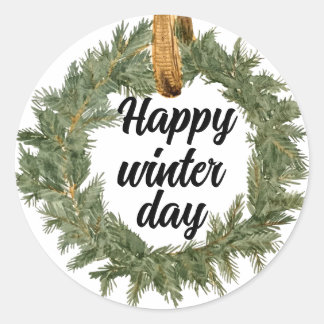 Happy Winter Day Runder Aufkleber