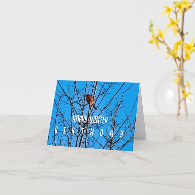 Happy Winter Geburtstag Karte (Gelbe Blume)