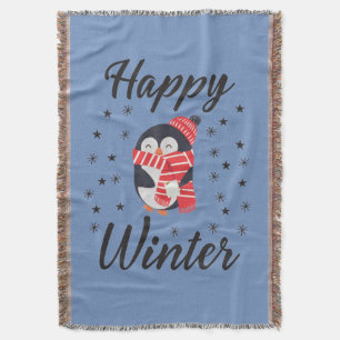 Happy Winter, Niedlicher Pinguin Decke