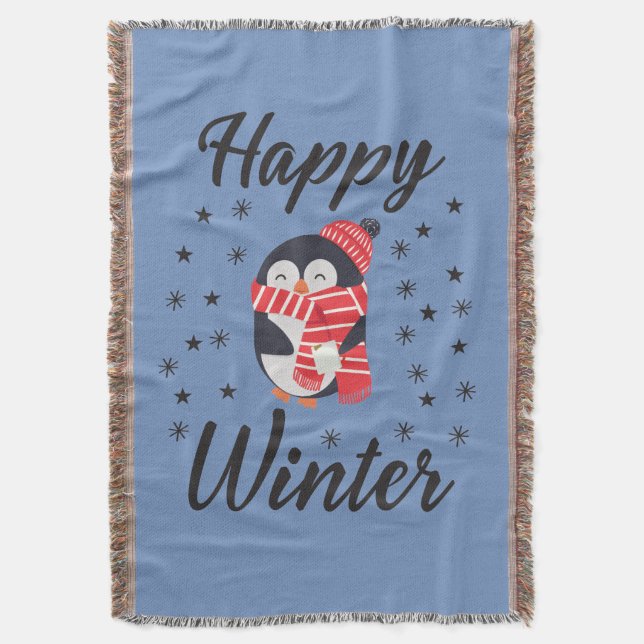Happy Winter, Niedlicher Pinguin Decke (Vorderseite Vertikal)