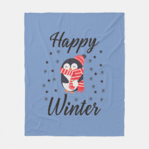 Happy Winter, Niedlicher Pinguin Fleecedecke