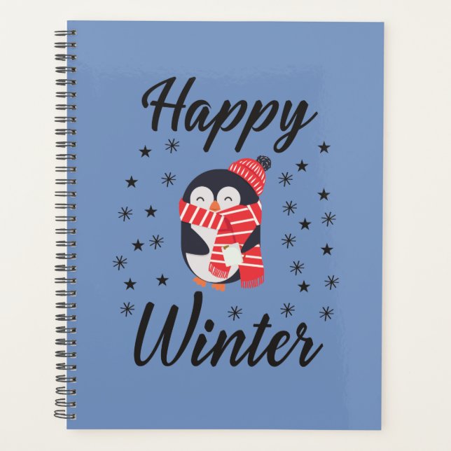 Happy Winter, Niedlicher Pinguin Planer (Vorderseite)