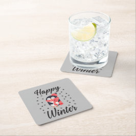 Happy Winter, Niedlicher Pinguin Rechteckiger Pappuntersetzer