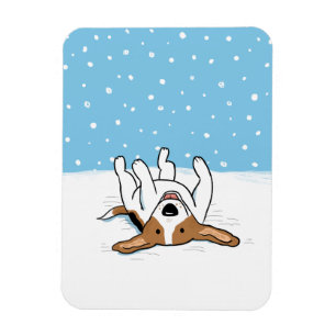 Happy Winter Snow Beagle - Niedlicher Cartoon Dog Magnet